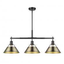  3306-LP BLK-AB - Orwell 3-Light Linear Pendant in Matte Black with Aged Brass